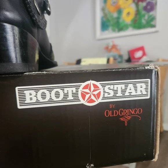 Old GRINGO BY BOOT STAR BLACK HARNESS BOOTS - Picture 2 of 8